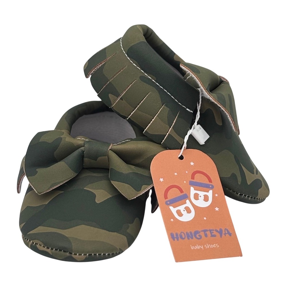 Baby Girls‎ Camo Bow Moccasins Soft Sole Crib Shoes Prewalker Toddler